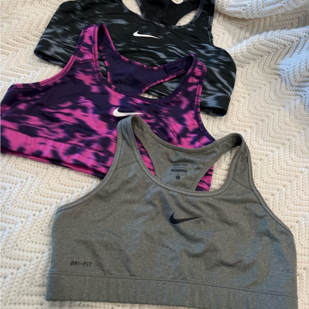 Nike Dri-FIT Sports Bra Trio - Gray, Pink, Black